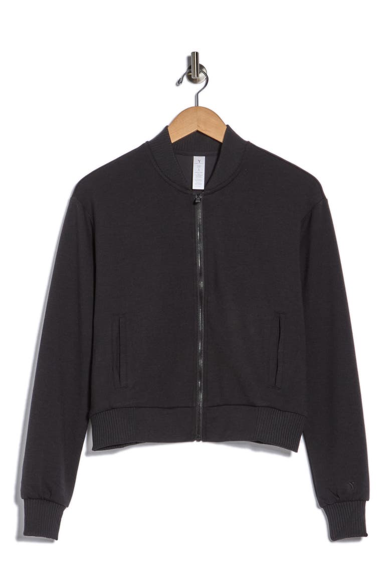 Second Avenue Full Zip Scuba Bomber Jacket, Alternate, color, BLACK