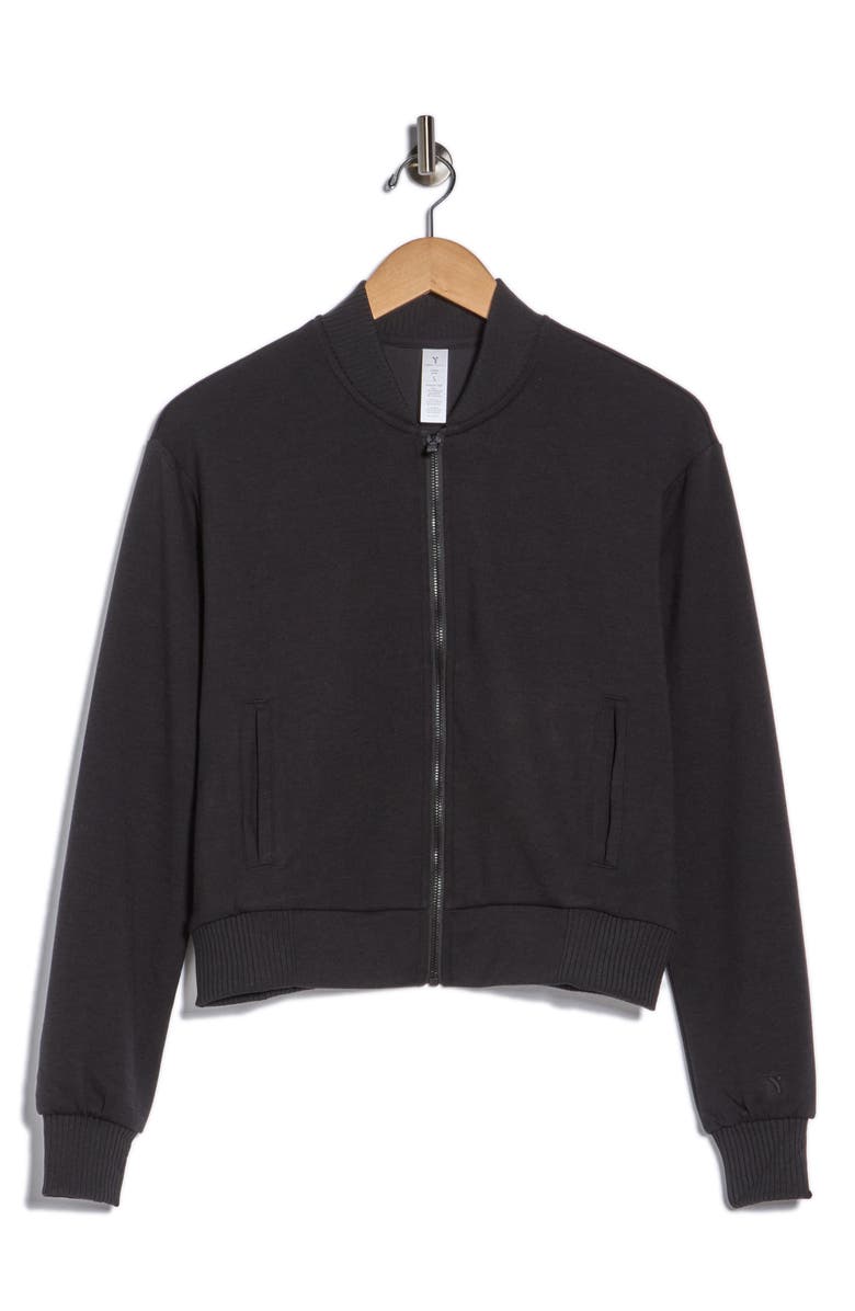 YOGALICIOUS Second Avenue Full Zip Scuba Bomber Jacket, Alternate, color, Black