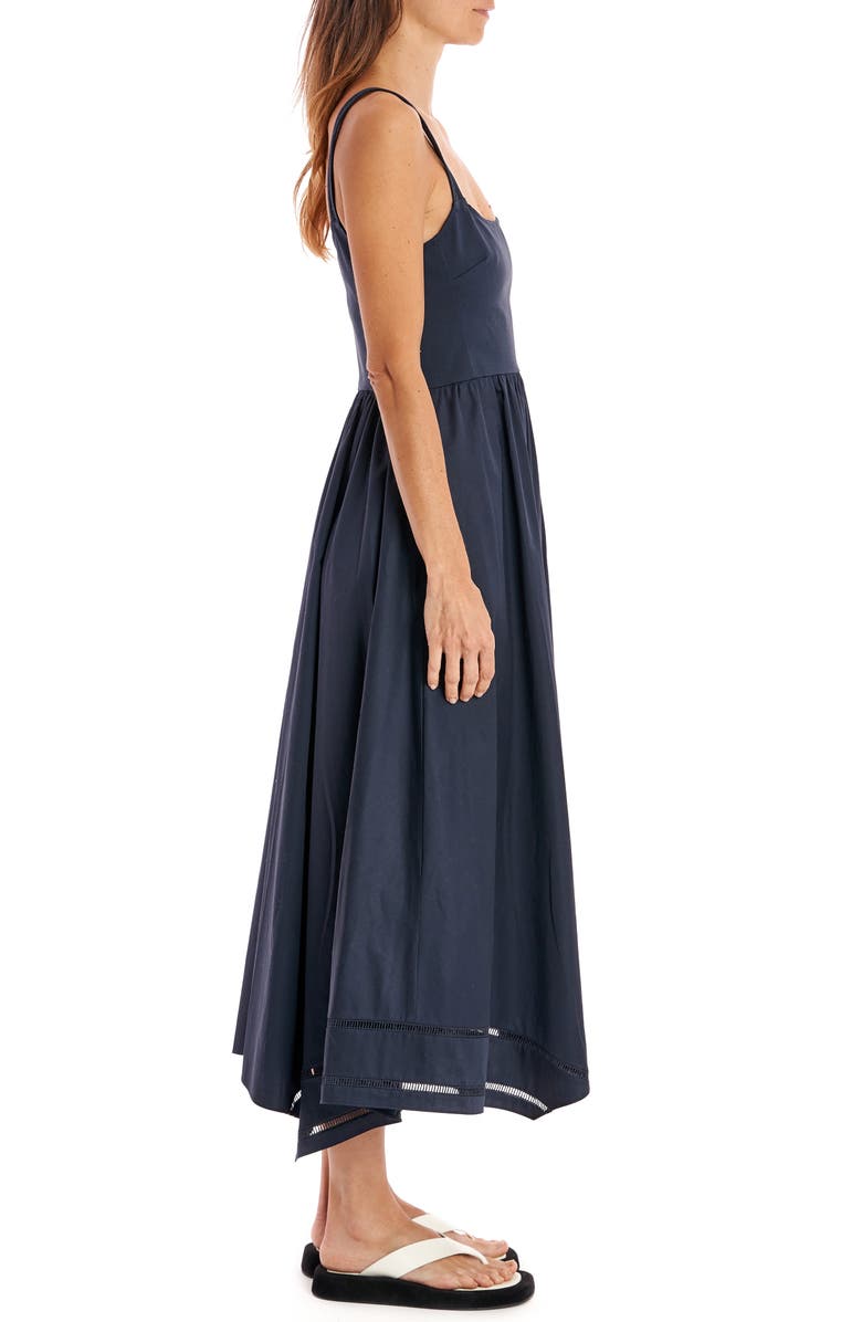 La Ligne Ladder Stitch Handkerchief Hem Cotton Poplin Dress, Alternate, color, 