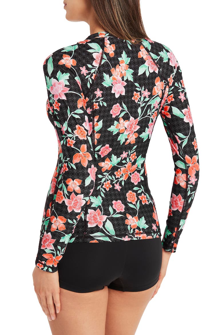 Floral Rashguard, Alternate, color, BLACK