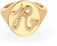 Adina Reyter Pavé Diamond Initial Signet Ring