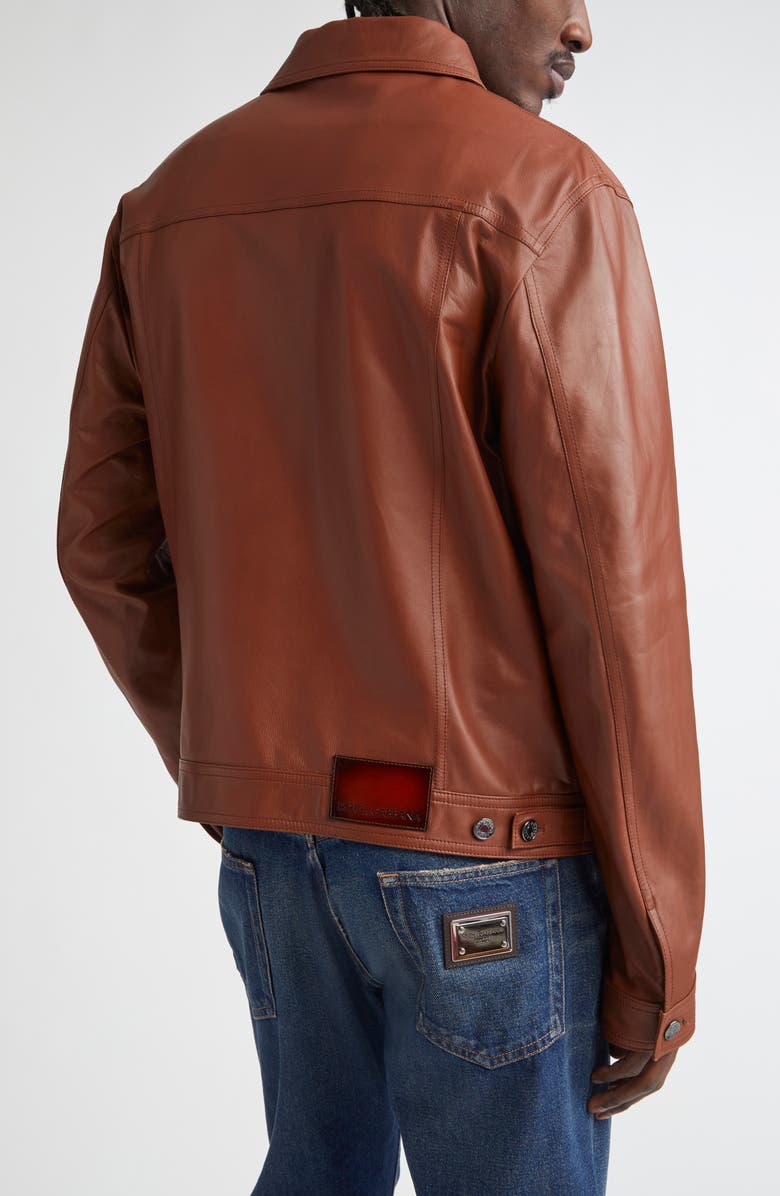 Dolce&Gabbana Leather Trucker Jacket, Alternate, color, A0227 Rame 2