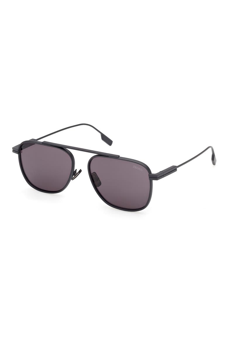 57mm Geometric Sunglasses, Alternate, color, MATTE DARK BLUE METAL