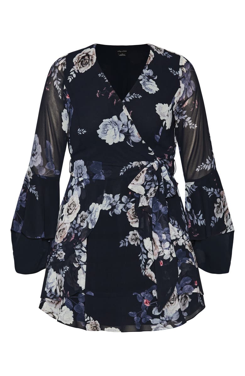 City Chic Gemma Floral Long Sleeve Dress, Alternate, color, 