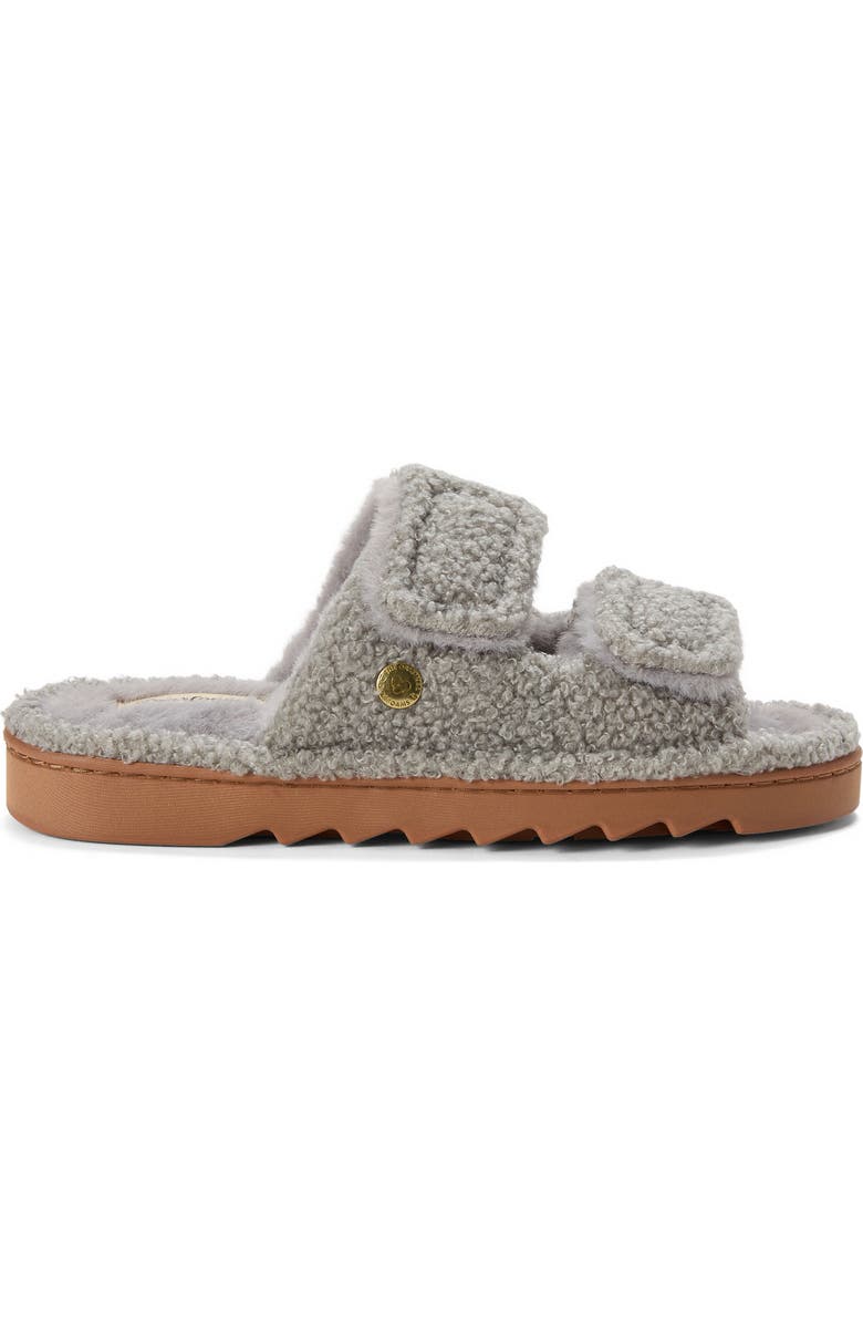 DEARFOAMS Regina Teddy Double Band Slide Slipper, Alternate, color, Sleet