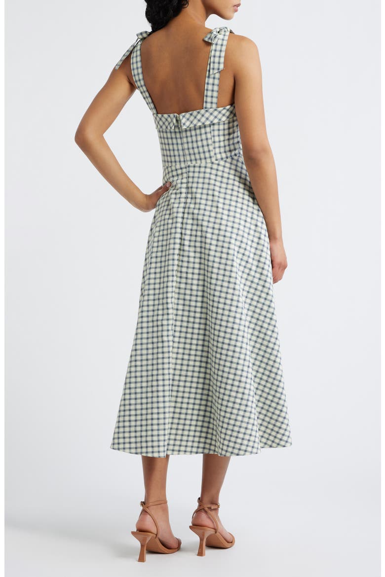 Shay Gingham Tie Shoulder Cotton Midi Dress, Alternate, color, BLUE/ WHITE