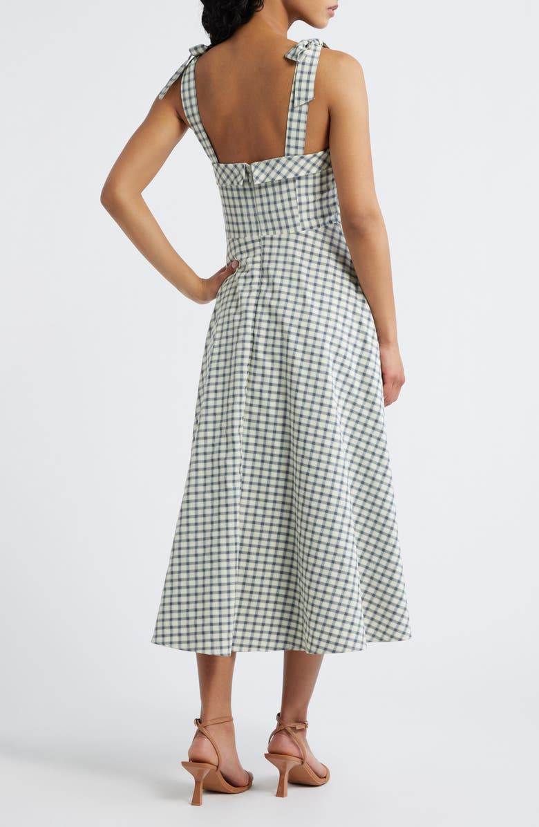 Lulus Shay Gingham Tie Shoulder Cotton Midi Dress, Alternate, color, Blue/ White