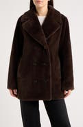 Bernardo Double Breasted Faux Fur Coat