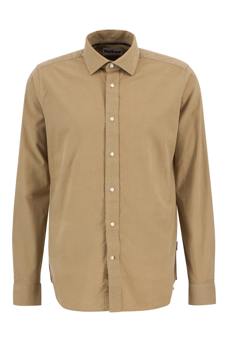 Runnymede Tailored Fit Micro Corduroy Shirt, Alternate, color, STONE