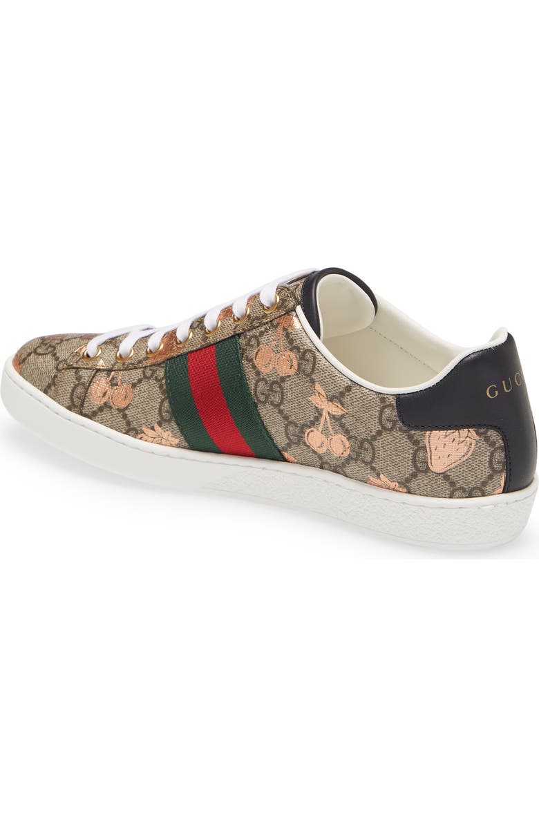Gucci New Ace Metallic Berry Print Sneaker, Alternate, color,
