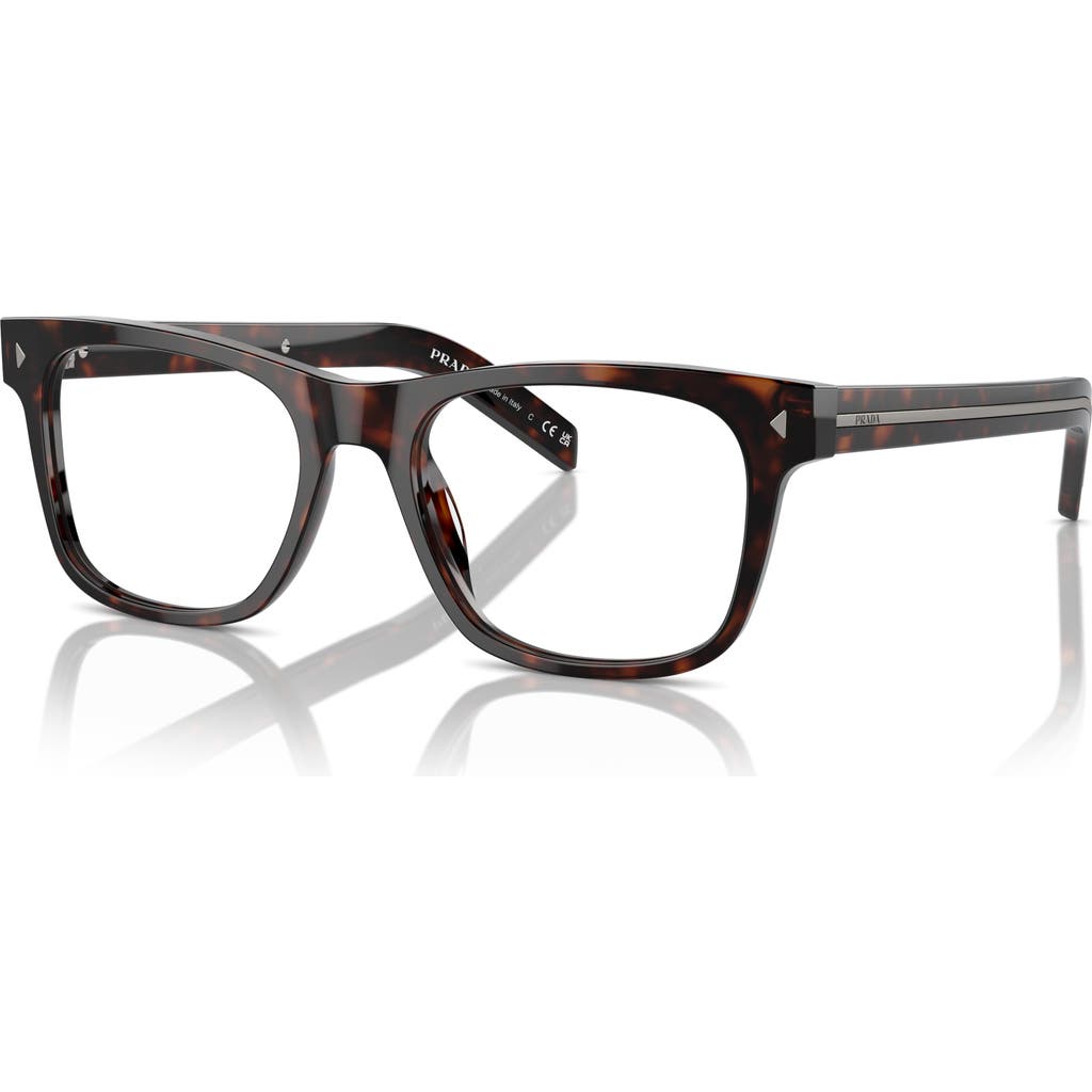 Prada 52mm Rectangle Optical Glasses In Brown