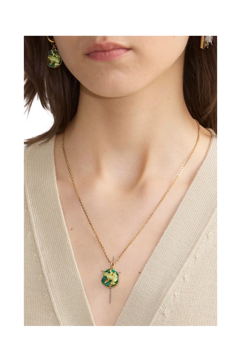 Frog Charm Necklace, Alternate, color, Gold/multicolour