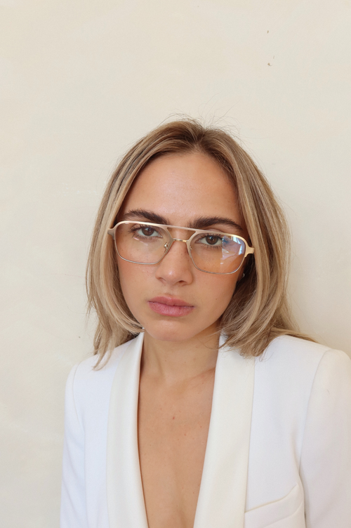 Indy Jimmy Aviator Blue Light Eyeglasses In Gold