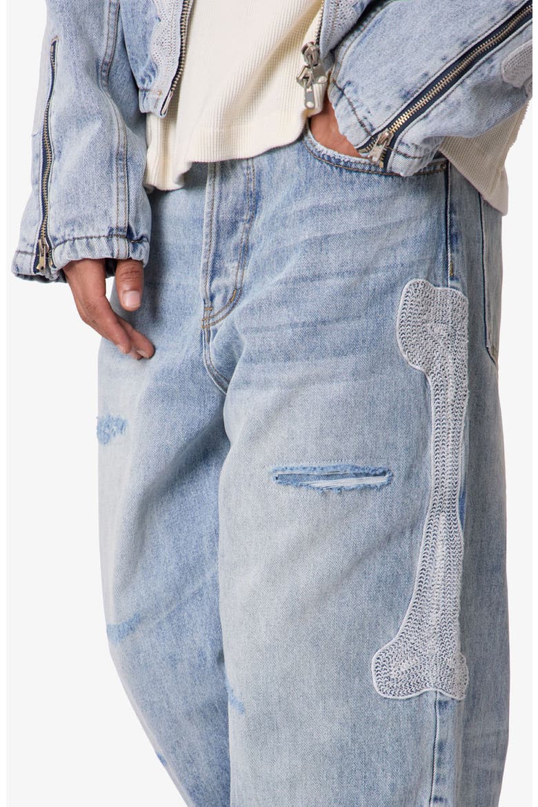 Skeleton Distressed Ultra Baggy Jeans, Alternate, color, WASHED BLUE
