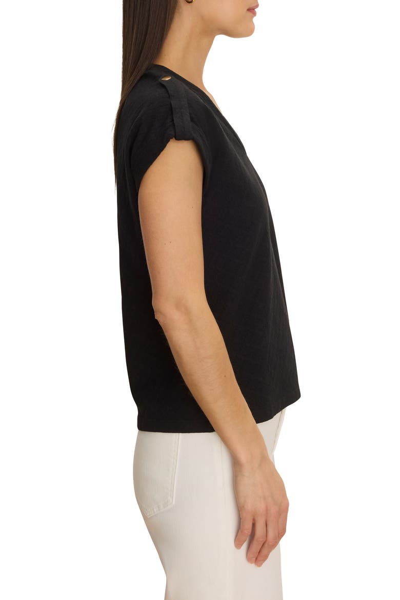 Lace Knit Cap Sleeve T-Shirt, Alternate, color, BLACK ONYX