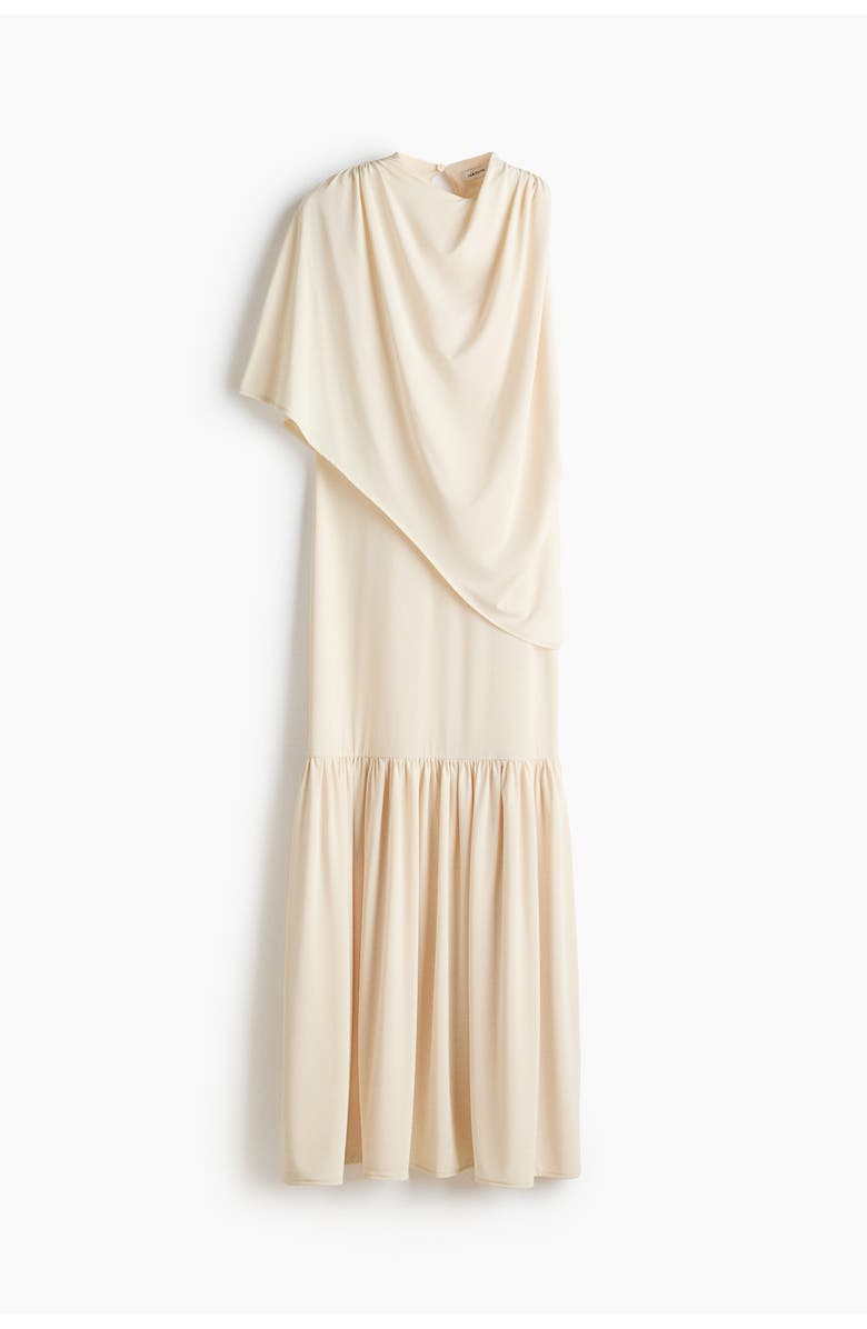 H&M Cape-detail Jersey Dress, Main, color, Pale Yellow