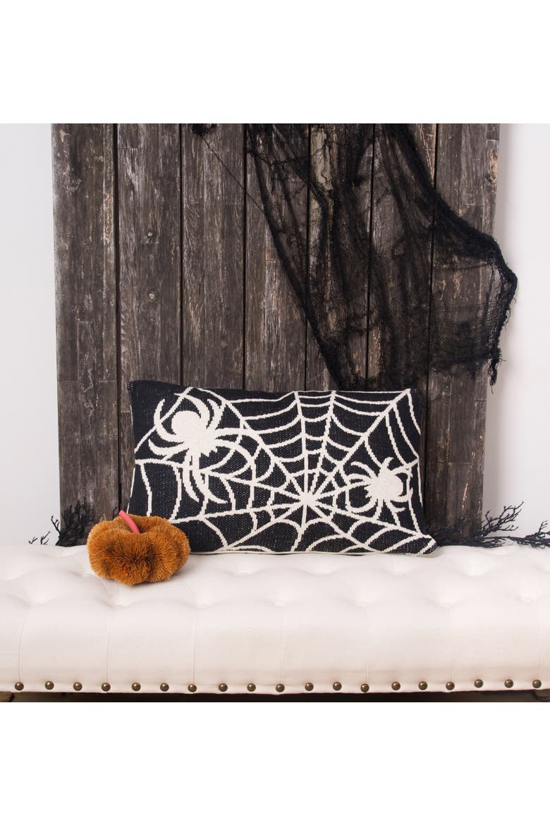 Halloween Spider Web Motif Accent Throw Pillow 16" x 24", Alternate, color, Beige