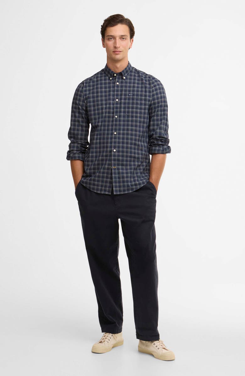 Barbour Bramwell Check Button Down Shirt, Alternate, color, Navy