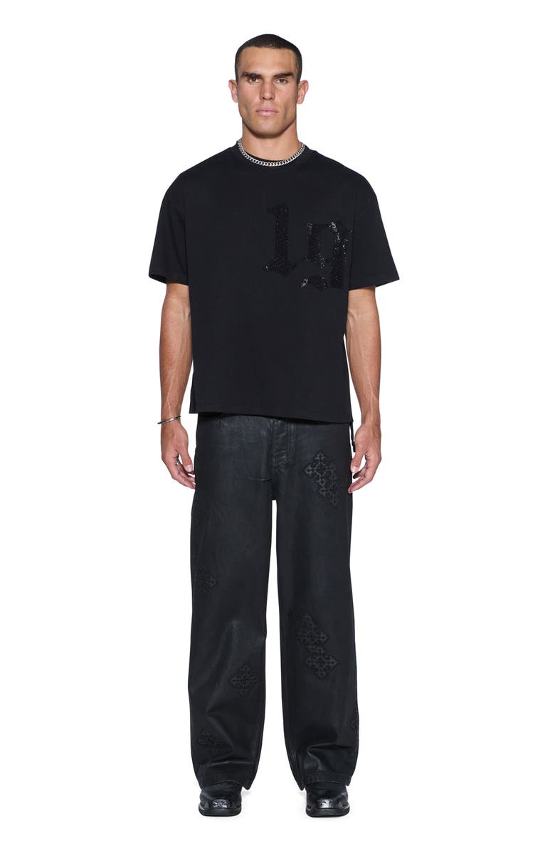 Ksubi Stardom Ekcess Oversize Crystal Embellished Cotton T-Shirt, Alternate, color, Black