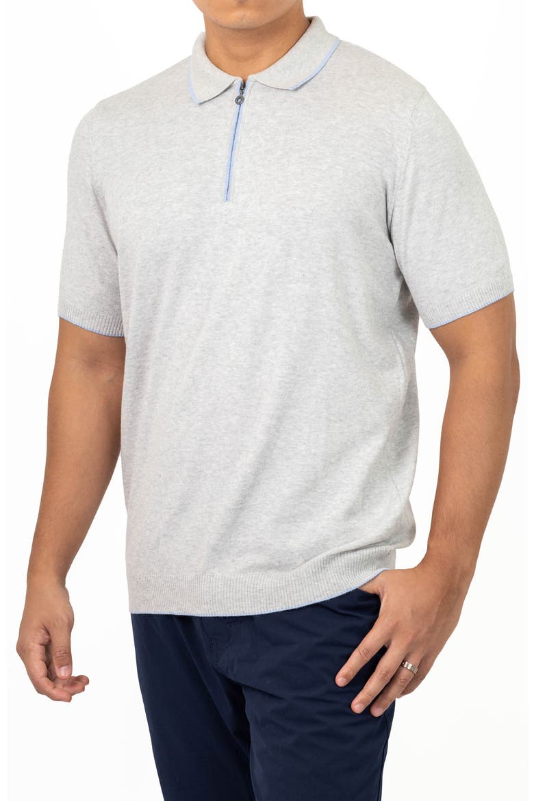 Mitte Zip Cotton Polo, Alternate, color, GREY
