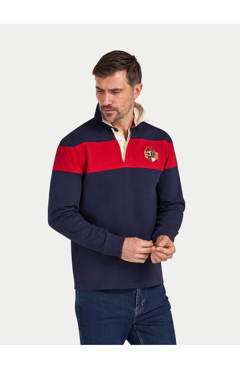 Raging Bull Long Sleeve Chest Panel Rugby Shirt, Alternate, color, Navy