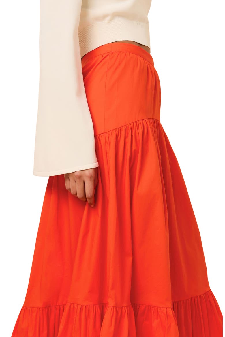 The Indra Tiered Stretch Cotton Skirt, Alternate, color, HABANERO