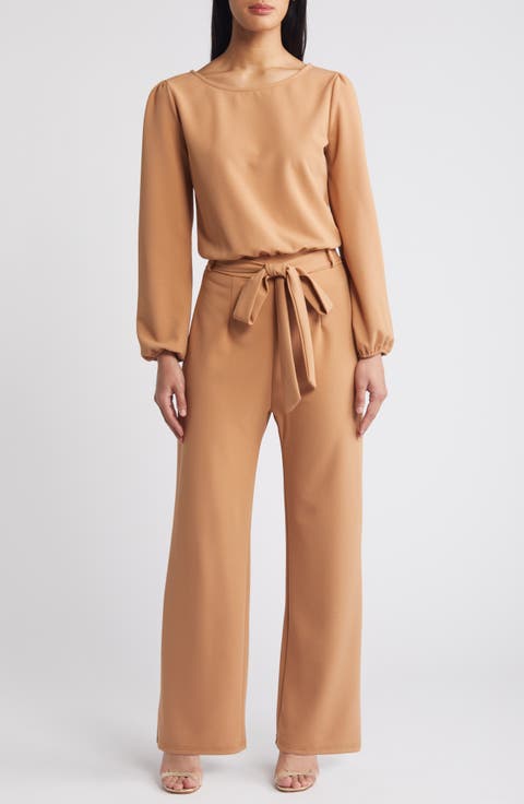 Laurie Long Sleeve Tie Waist Jumpsuit