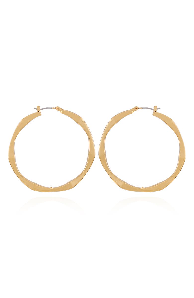Vince Camuto Textured Hoop Earrings, Alternate, color, Goldtone3