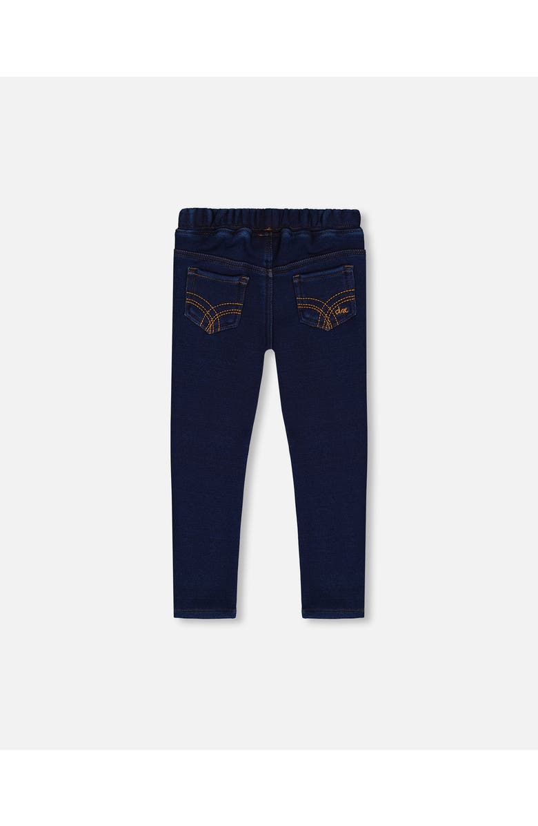 Deux par Deux Girl's Plush Lined Dark Blue Denim Jeggings, Alternate, color, 