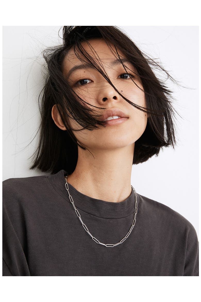Paperclip Chain Necklace, Alternate, color, POLISHED SILVER