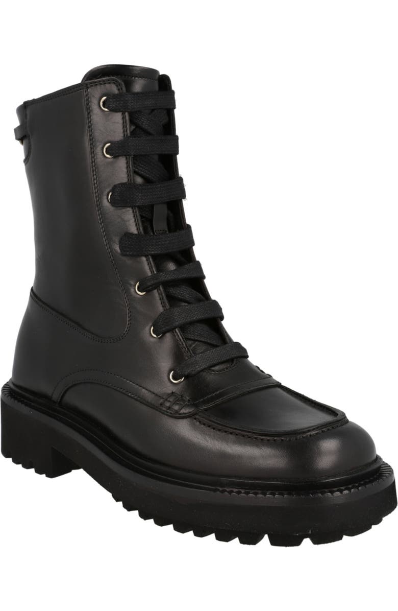 FERRAGAMO Leather Combat Boot, Main, color,