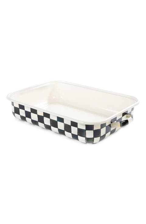 Sterling Check Enameled Steel Roasting Pan & Rack