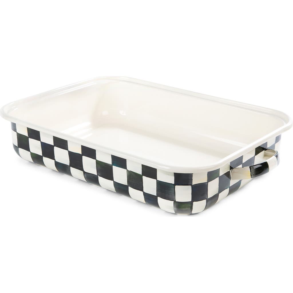 Mackenzie-childs Mackenzie Childs Sterling Check Enameled Steel Roasting Pan & Rack