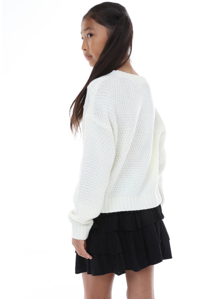 Kids' Varsity Number Cable Sweater, Alternate, color, IVORY