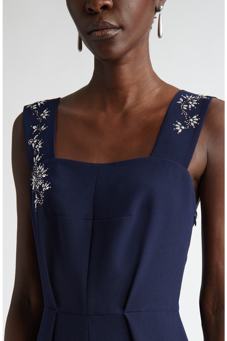 Satin Back Crepe Dress with Bow & Shawl, Alternate, color, MIDNIGHT