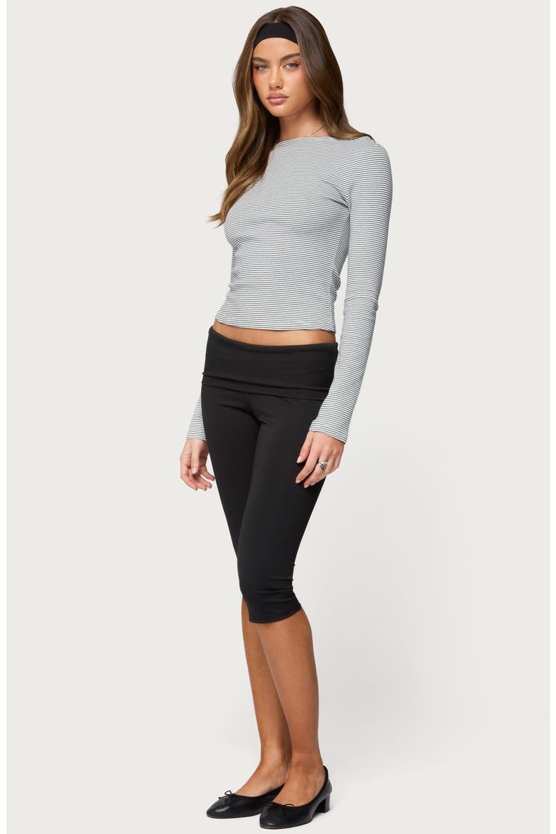 Loria Stripe Boat Neck Long Sleeve Top, Alternate, color, WHITE-AND-BLACK