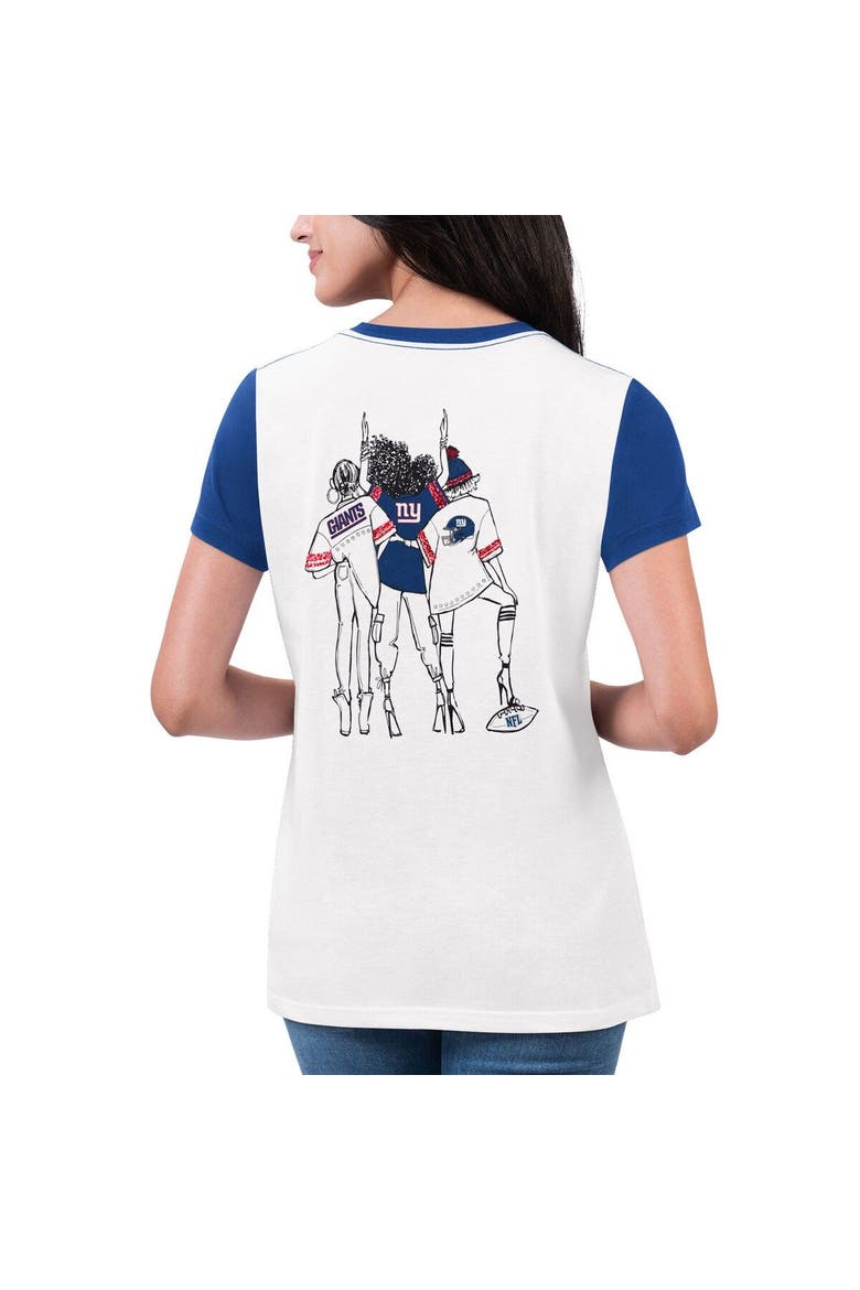 Women's G-III 4Her by Carl Banks White/Royal New York Giants Fashion Illustration T-Shirt, Alternate, color, White