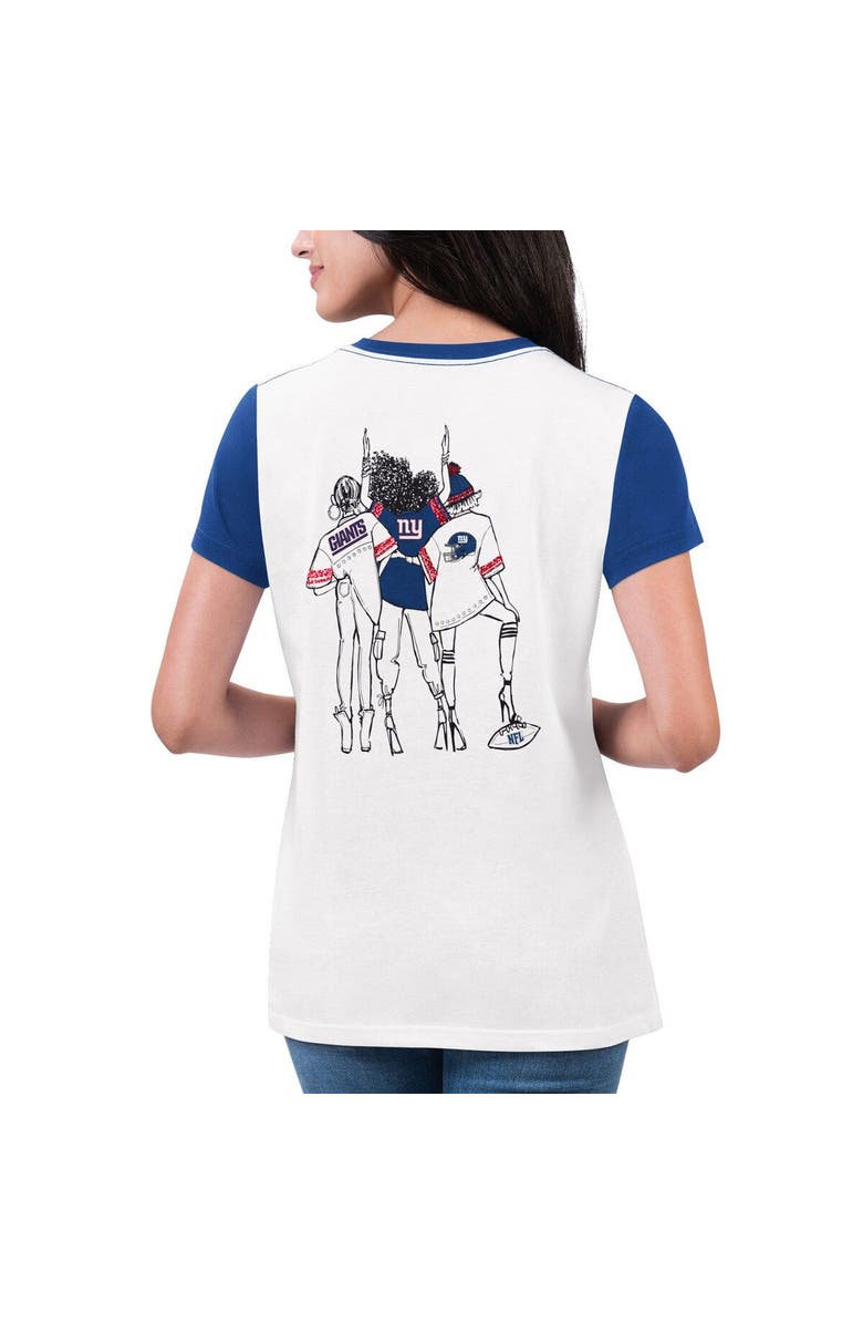 G-III 4HER BY CARL BANKS Women's G-III 4Her by Carl Banks White/Royal New York Giants Fashion Illustration T-Shirt, Alternate, color, White