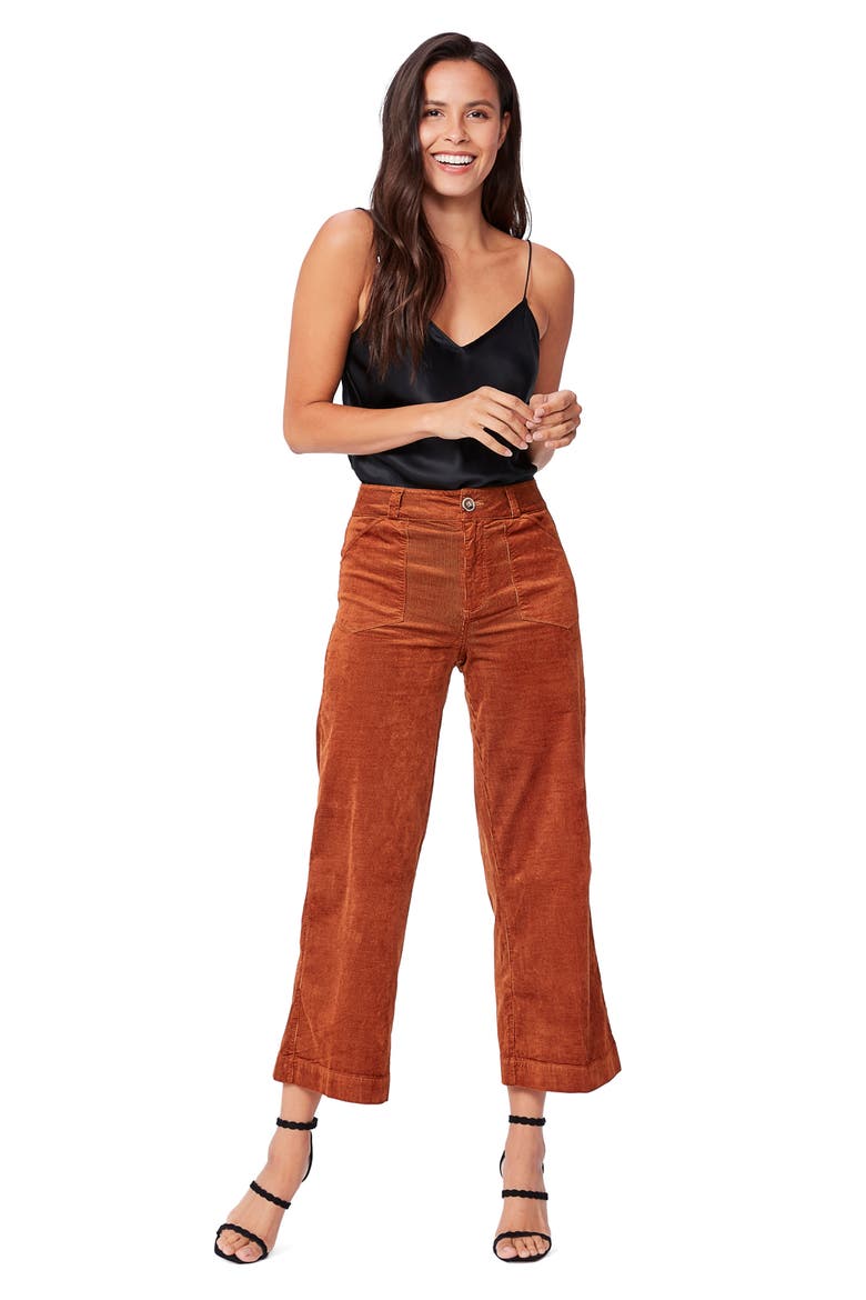 Anessa Corduroy Wide Leg Crop Pants, Alternate, color, ARGAN OIL