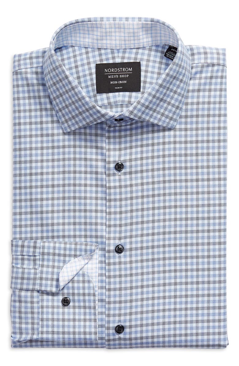 Nordstrom Trim Fit Check Non-Iron Dress Shirt, Alternate, color, 