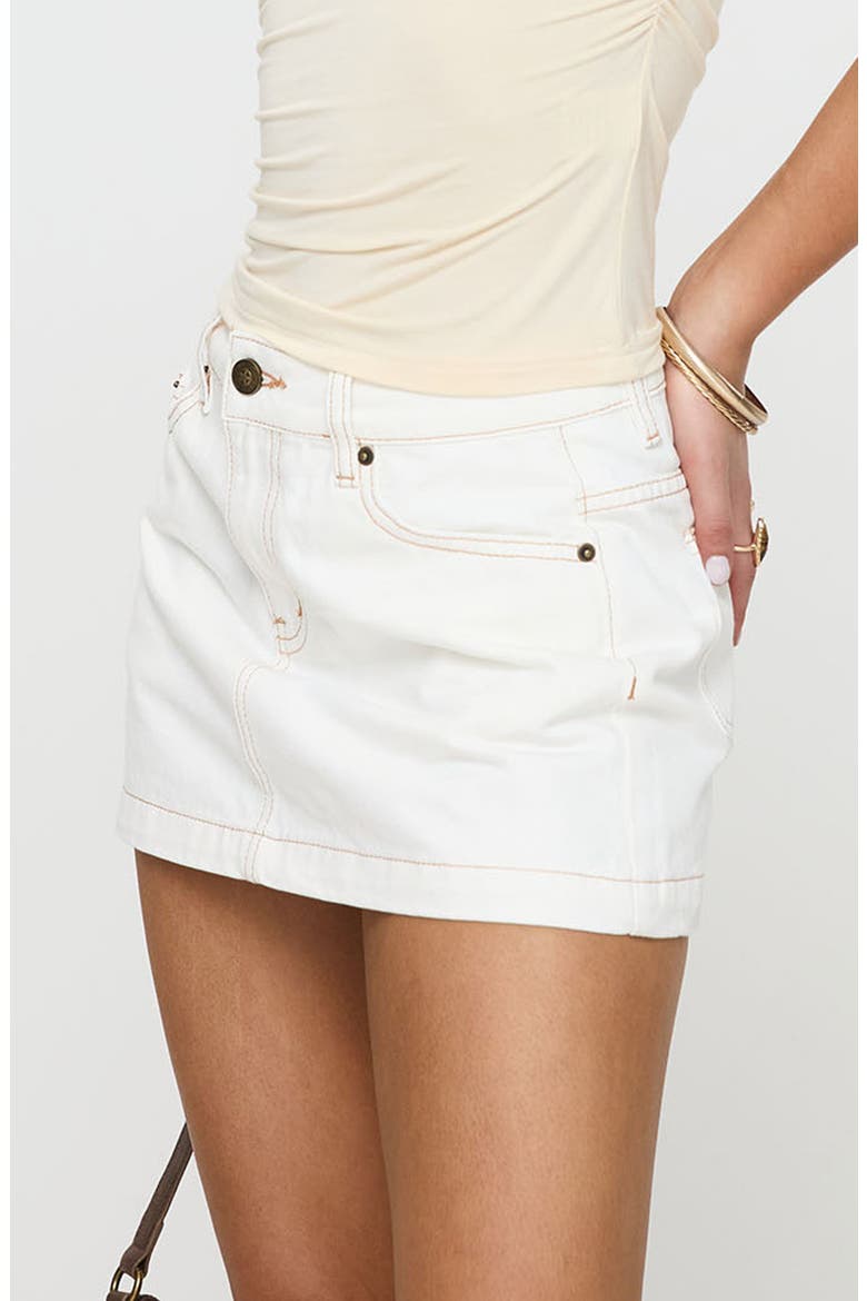 Nicolina Low Rise Denim Miniskirt, Alternate, color, ECRU