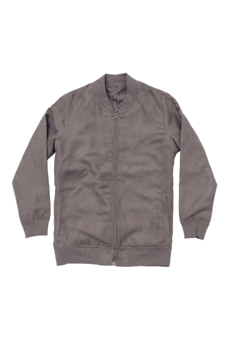 Light Grey Microfiber Suede Bomber Jacket, Alternate, color, Light Grey