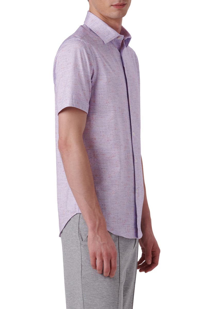 Bugatchi OoohCotton<sup>®</sup> Short Sleeve Button-Up Shirt, Alternate, color, Lilac