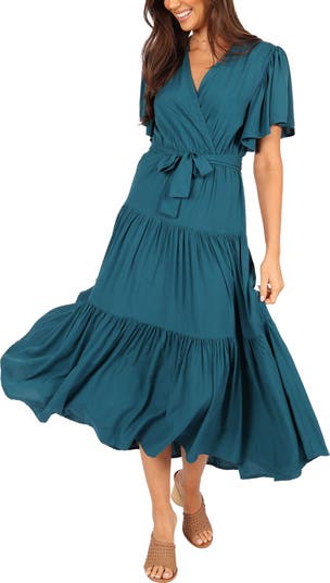 Floral Flutter Sleeve Midi Dress