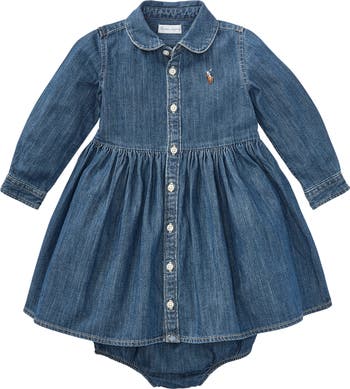 Long Sleeve Denim Shirtdress & Bloomers