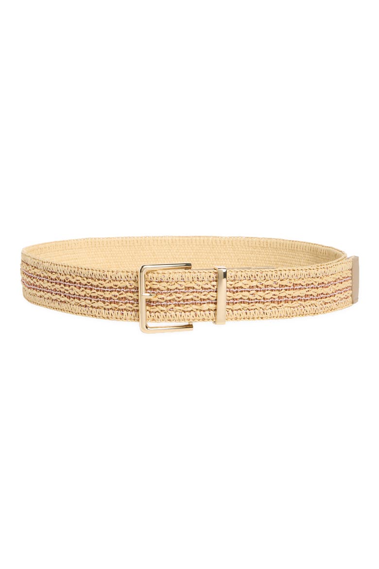 Woven Faux Straw Belt, Main, color, MOCHA/ BROWN