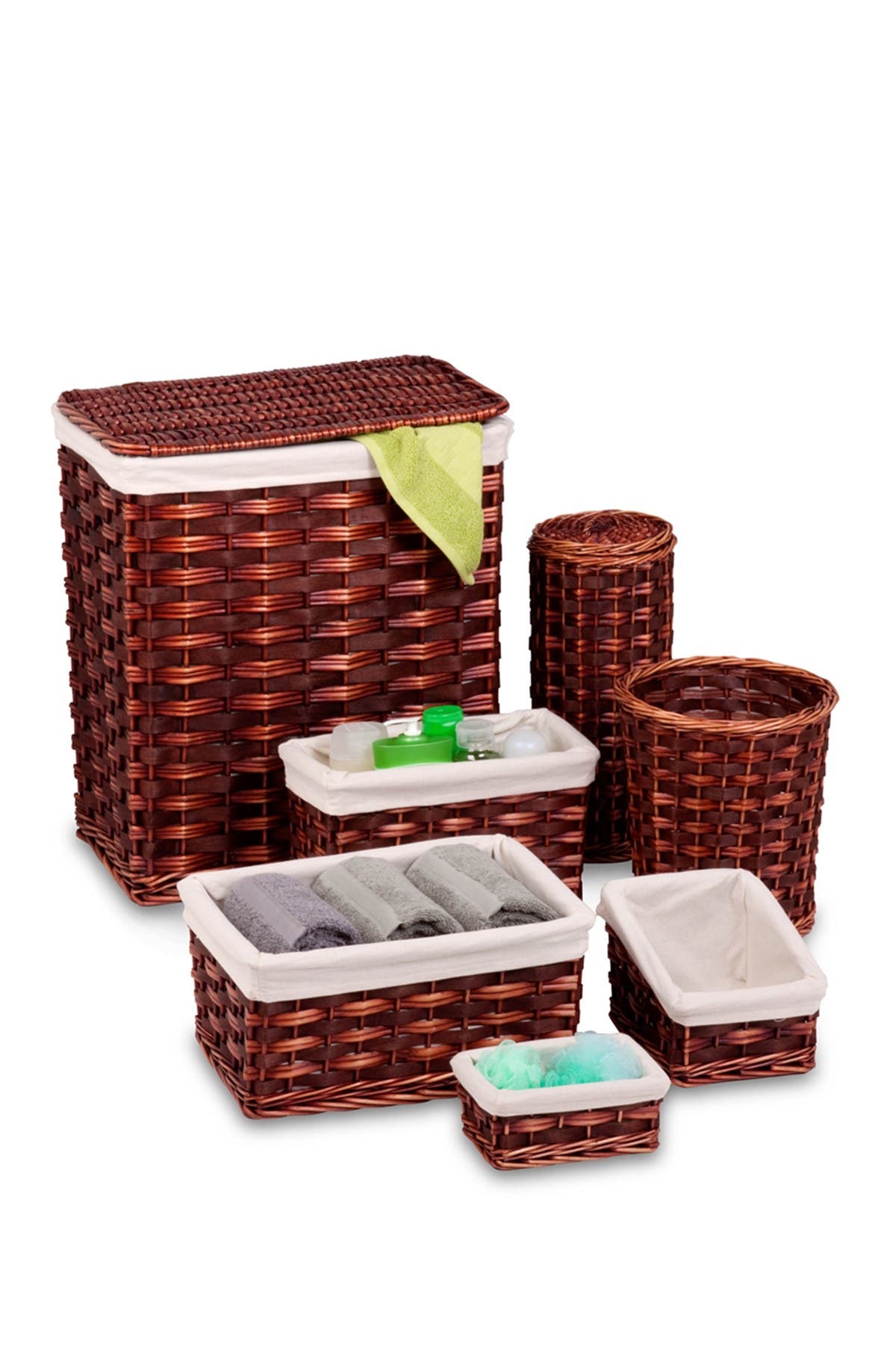 HONEY-CAN-DO Brown/Cherry Wicker 7-Piece Hamper Kit | Nordstromrack