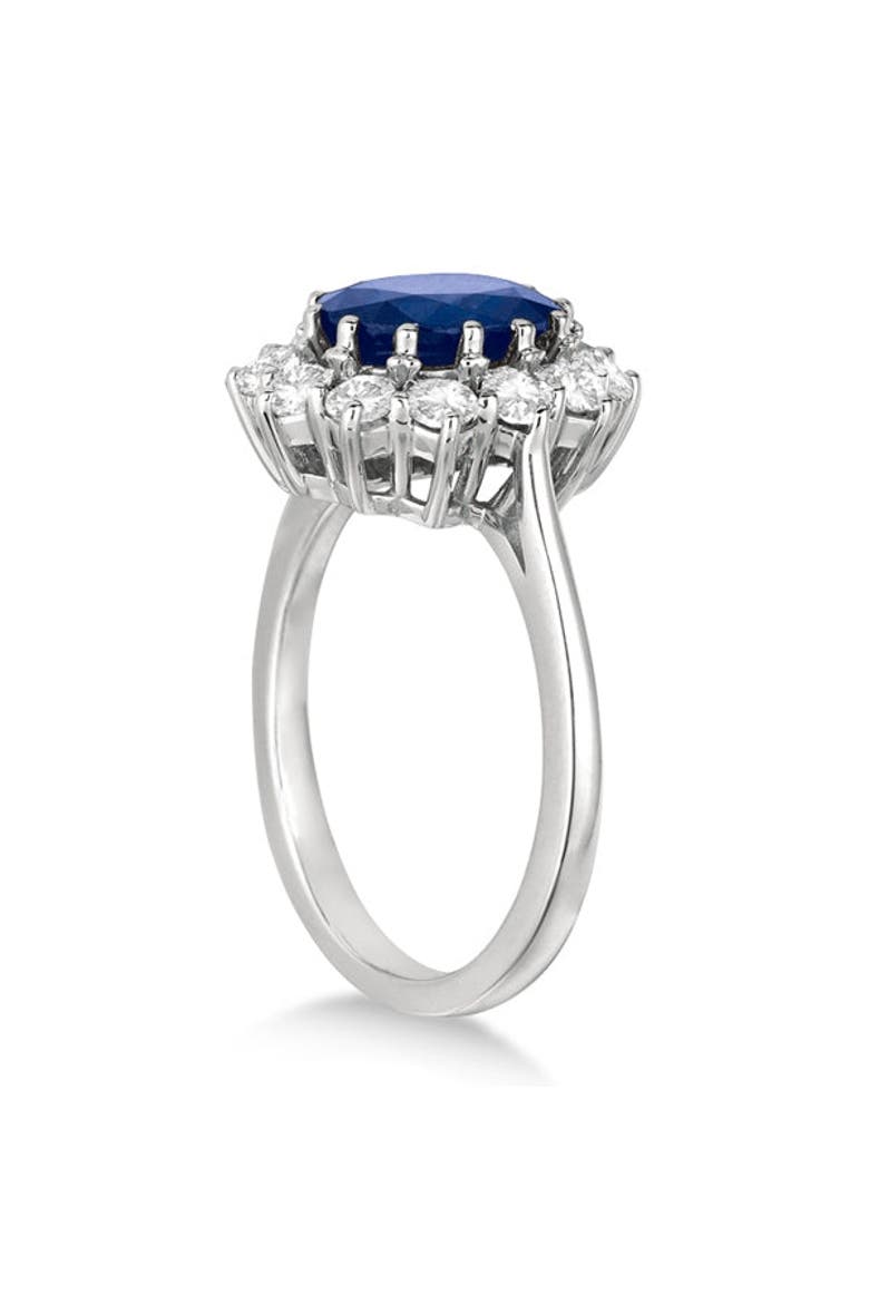 Oval Blue Sapphire & Diamond Accented Ring 14k, Alternate, color, White Gold