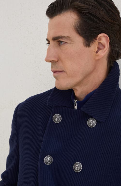 Brunello Cucinelli Corduroy Double-breasted Jacket In Blue