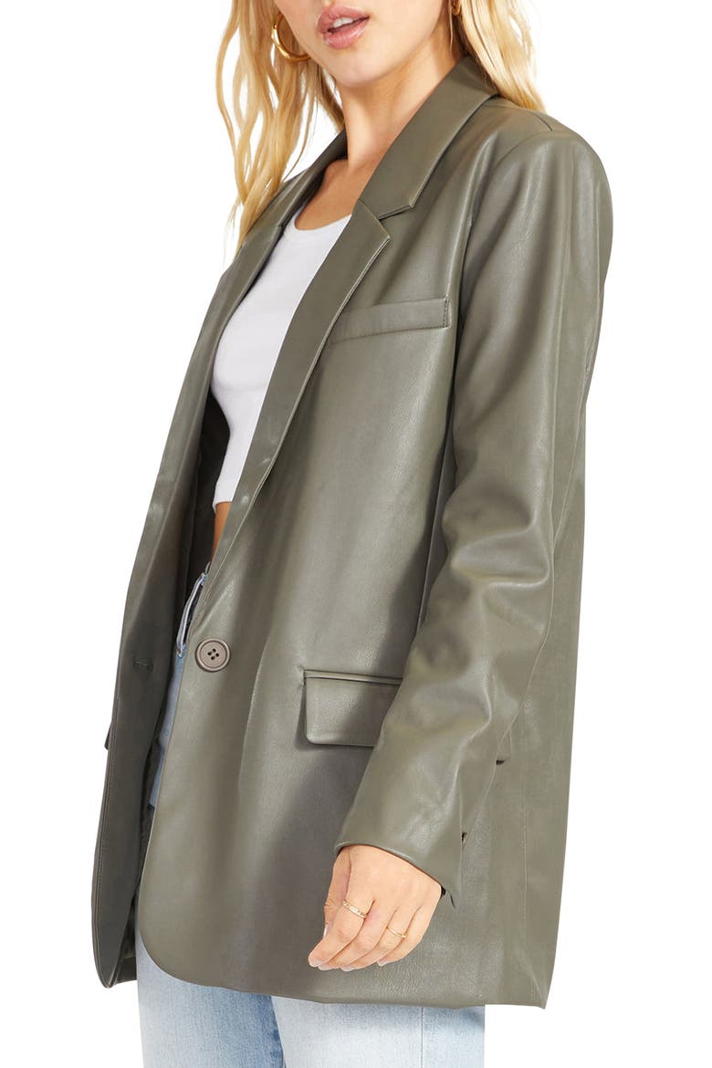 BB Dakota Who's in Charge Faux Leather Blazer, Alternate, color, SURPLUS GREEN